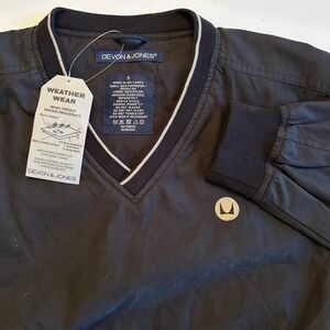 DEVON JONES Small Black Weather Wear Windproof Water Resistant V Neck Pullover